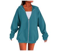 Generisch Veste à capuche avec fermeture éclair, veste avec poches, sweat-shirt décontracté, sweat à capuche pour femme, couleur unie à manches longues, sweat à capuche basique, sweat à capuche et