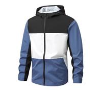 Generisch Veste à capuche légère avec col montant pour les activités sportives quotidiennes, les aventures en plein air comme vêtement de sport, bleu, XL