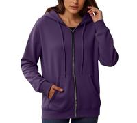 Generisch Veste à capuche pour femme avec fermeture éclair - Veste de survêtement classique avec poche kangourou divisée - Sweat à capuche confortable pour le sport et la vie quotidienne, Stil_u17