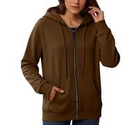 Generisch Veste à capuche pour femme avec fermeture éclair - Veste de survêtement classique avec poche kangourou divisée - Sweat à capuche confortable pour le sport et la vie quotidienne, Style_u02