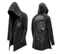 Generisch Veste à capuche pour homme avec motif tigre - Sweat à capuche zippé de style rock - Veste de survêtement noire avec imprimé détaillé dans le dos et détails cloutés, Style_n01 Noir, XXL
