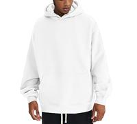 Generisch Veste à capuche pour homme - Sweats surdimensionnés - Pull à capuche - En velours artificiel - Manches longues avec poches - Tenue d'hiver - Vêtements d'entraînement, Blanc., L
