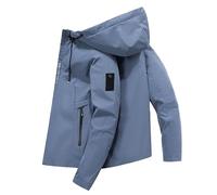 Generisch Veste à capuche pour homme - Veste demi-saison fine - Grandes tailles - Veste de sport légère - Coupe-vent - Veste d'automne - Couleur unie - Veste universitaire classique polyvalente pour