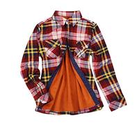 Generisch Veste à carreaux pour femme avec doublure en polaire comme chemisier en flanelle boutonné dans le style chemise floue pour une chaleur tendance, b, 3XL