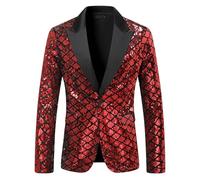 Generisch Veste à paillettes pour homme Disco Fever - Brillante - Décontractée - Paillettes - Sak Blazer - Tenue de Nouvel An - Coupe ajustée - Club - Costume de performance - Blazer pour homme