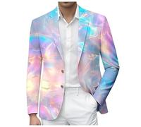 Generisch Veste à paillettes pour homme - Doré à paillettes - Coupe ajustée - Manteau de mariage - Manteau à manches longues - Costume de performance pour mariage et fête - Vêtements formels pour