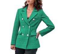 Generisch Veste blazer élégante pour femme - Veste blazer - Veste d'affaires - Blazer traditionnel - Couleur unie - Revers à un bouton - Manteau décontracté - Veste de mi-saison, vert, M