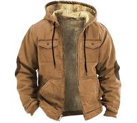 Generisch Veste Bomber Homme Hiver Rembourrée, Veste en Polaire Épaissie en Coton Veste d'Hiver Cargo Patchs Veste de Transition avec Poches et Fermeture Éclair Veste de Bûcheron Oversize Décontractée