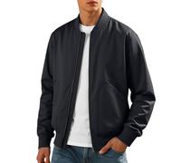 Generisch Veste bomber pour homme - Veste demi-saison légère - Avec poches - Imperméable - Respirante - Coupe-vent - Veste de sport Y2k - Col montant - Veste de baseball universitaire, Noir , 4XL