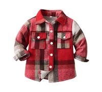 Generisch Veste chemise décontractée à manches longues avec col à carreaux volé pour les moyens et les enfants au printemps et au collège Pull vintage, rouge, 9-10 ans