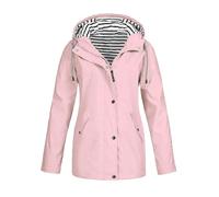 Generisch Veste coupe-vent automne et hiver pour femme - Capuche à carreaux trois en une - Combinaison d'escalade d'extérieur 2 pièces - Veste et coupe-vent, Rose, S