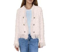 Generisch Veste courte en tweed pour femme avec franges et boutons décoratifs - Cardigan tendance pour femme - Style élégant - Veste légère de transition - Manteau de soirée ouvert à l'avant - Veste à