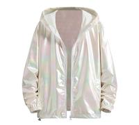 Generisch Veste d'automne simple, coloré, dégradé de couleur, surface claire, cardigan de poche, fermeture éclair, veste pull veste homme hiver manteau chaud, Blanc., 7XL