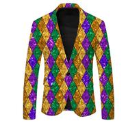 Generisch Veste de carnaval pour homme - Costume de fête disco - Veste brillante - Métallique - Paillettes - Costume pour homme des années 70 - Manches longues brillantes - Costume de cosplay