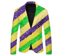 Generisch Veste de carnaval pour homme - Costume de fête disco - Veste brillante - Métallique - Paillettes - Costume pour homme des années 70 - Manches longues brillantes - Costume de cosplay