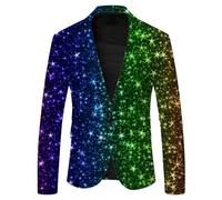 Generisch Veste de carnaval pour homme - Costume de fête disco - Veste brillante - Métallique - Paillettes - Costume pour homme des années 70 - Manches longues brillantes - Costume de cosplay