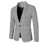 Generisch Veste de costume décontractée pour homme, coupe ajustée, à carreaux, moderne, à un bouton, blazer à carreaux, imprimée, élégante, formelle, pour mariage, affaires, bureau, remise de diplôme