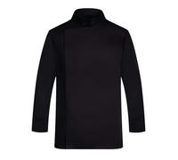 Generisch Veste de cuisine unisexe vêtement de cuisine hôtel avec manches longues et boutons rouges contrastés veste de cuisine pour femmes et hommes chemises d'été à manches courtes pour hommes, Noir