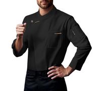 Generisch Veste de cuisinier à manches longues pour homme en mélange de polyester et coton résistant à la chaleur pour les grandes cuisines et les entreprises gastronomiques, Noir , XXL