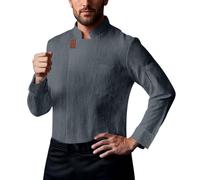 Generisch Veste de cuisinier à manches longues pour homme - Uniforme de cuisine légère - Unisexe - Col montant - Vêtement de cuisine respirant et confortable - Cardigan - Veste de travail - Boucle