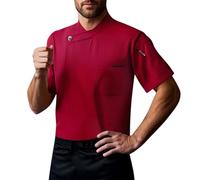 Generisch Veste de cuisinier unisexe - Uniforme professionnel à manches longues - Vêtement professionnel pour homme et femme - Col montant - Vêtement de cuisine - Uniforme de chef, rouge, M