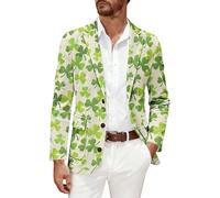 Generisch Veste de jour de la Saint-Patrick pour homme - Veste de costume pour homme - Manches longues - Manteau de sport baggy - Veste de loisirs - Imprimé - Col Turndown - Costume tendance pour