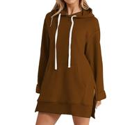 Generisch Veste de lapin décontractée pour femme Sweat-shirt chaud à manches longues O Chemise solide douce pour femme Sweats d'hiver Hauts Couple Pull Noël, café, 4XL