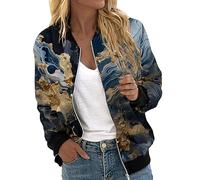 Generisch Veste de loisirs pour femme avec imprimé floral, col montant comme veste courte tendance pour les activités sportives et la vie quotidienne avec fermeture éclair pour des vêtements
