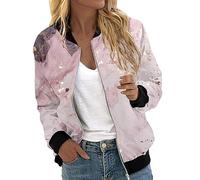 Generisch Veste de loisirs pour femme avec imprimé floral, col montant comme veste courte tendance pour les activités sportives et la vie quotidienne avec fermeture éclair pour des vêtements