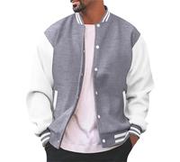 Generisch Veste de mi-saison légère pour homme - Veste softshell - Loisirs - Sportif - Veste universitaire - Couleur unie - Décontractée - Veste fine pour le sport et le quotidien, gris, L