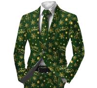 Generisch Veste de Noël pour homme au design imprimé 3D - Veste de fête verte avec flocons de neige dorés - Veste de costume amusante pour les fêtes de Noël, Style_d01 Noir, 3XL