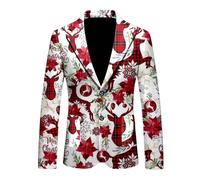 Generisch Veste de Père Noël pour homme avec impression de personnalité, mode décontractée et décontractée, rouge, M
