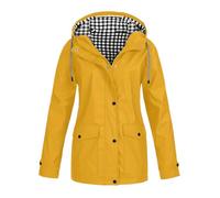 Generisch Veste de pluie et d'hiver pour femme - Coupe-vent à capuche à carreaux - Trois en un ensemble de deux pièces - Combinaison d'extérieur - Veste et coupe-vent - Veste de pluie pour femme