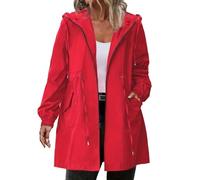 Generisch Veste de pluie fine pour femme - Imperméable - Pliable - Avec capuche - Légère et respirante - Longue veste coupe-vent - Pour le voyage - Poncho de pluie pour femme - Veste de transition