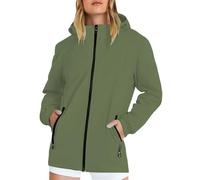 Generisch Veste de pluie légère pour femme - Grandes tailles - Veste softshell courte pour femme - Veste de randonnée - Veste de soleil - Veste d'automne - Veste de ski - Parka à capuche, vert, XXL