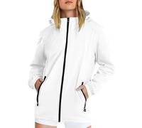 Generisch Veste de pluie légère pour femme - Grandes tailles - Veste softshell courte pour femme - Veste de randonnée - Veste de soleil - Veste d'automne - Veste de ski - Parka à capuche, Blanc., XXXL