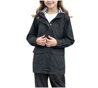 Generisch Veste de pluie pour enfant - Imperméable - Avec capuche - Coupe-vent - Respirante - Poncho de pluie avec fermeture éclair - Poche - Veste de mi-saison légère - Pour fille et garçon, A1 gris