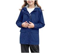 Generisch Veste de pluie pour enfant - Imperméable - Avec capuche - Coupe-vent - Respirante - Poncho de pluie avec fermeture éclair - Poche - Veste de mi-saison légère - Pour fille et garçon, A1