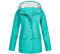 Generisch Veste de pluie pour femme - Élégante et longue - Veste de sport pour femme - Blanc - Veste softshell - Fermeture éclair - Coupe-vent - Grandes tailles - Pour l'automne et l'hiver - Couleur