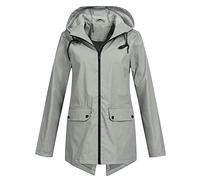 Generisch Veste de pluie pour femme - Facile à plier - Veste softshell pour femme - Long manteau à capuche respirant - Veste de randonnée élégante - Couleur unie - Veste de transition confortable