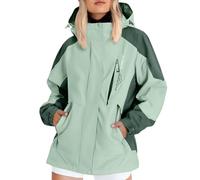Generisch Veste de pluie pour femme - Imperméable - Softshell - Veste à capuche - Coupe-vent - Grande taille - Coupe-vent - Pour les loisirs - Veste de ski douce - Fermeture éclair - Coupe-vent, vert