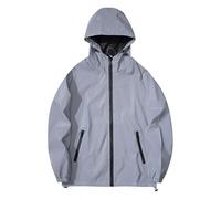 Generisch Veste de pluie réfléchissante pour homme - Coupe-vent fin - Veste d'extérieur unisexe - Veste softshell - Fermeture éclair complète - Veste fonctionnelle courte - Veste de pluie respirante