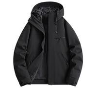 Generisch Veste de pluie unisexe au design minimaliste - Veste légère et imperméable avec capuche - Veste demi-saison fonctionnelle pour l'extérieur et la vie quotidienne, Style_b01 noir, L