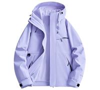 Generisch Veste de pluie unisexe au design minimaliste - Veste légère et imperméable avec capuche - Veste demi-saison fonctionnelle pour l'extérieur et la vie quotidienne, Style_b02 Violet, M