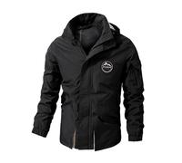 Generisch Veste de randonnée coupe-vent à capuche pour homme - Grandes tailles - Coupe-vent - Veste de trekking - Veste softshell - Fermeture éclair - Veste d'hiver - Veste d'automne et d'hiver, Noir