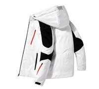 Generisch Veste de ski technique pour homme avec capuche - Veste d'hiver imperméable et coupe-vent pour les pistes - Veste de snowboard fonctionnelle avec détails contrastés, Style_e02 Blanc, XL