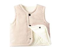 Generisch Veste de survêtement longue pour homme - Sans manches - Patchwork - Manteau d'hiver - Veste - Gilet d'extérieur - Gilet pour bébé, beige, 18-24 mois