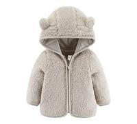 Generisch Veste de survêtement pour enfant - Veste d'hiver pour nouveau-né - Bébé garçon - Oreilles d'ours - Capuche - Fermeture éclair - Polaire chaude - Manteau d'hiver, beige, 0-6 mois