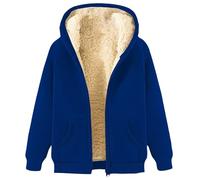 Generisch Veste de survêtement pour femme - Avec capuche - Doublure polaire chaude - Fermeture éclair - Manches longues - Fermeture éclair - Couleur unie - Décontractée - Veste d'hiver - Automne