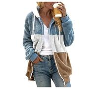 Generisch Veste de survêtement pour femme - Veste en fausse fourrure blanche - Manteau moelleux et manteau polaire - Veste demi-saison et veste softshell - Grandes tailles - Veste en peluche - Veste